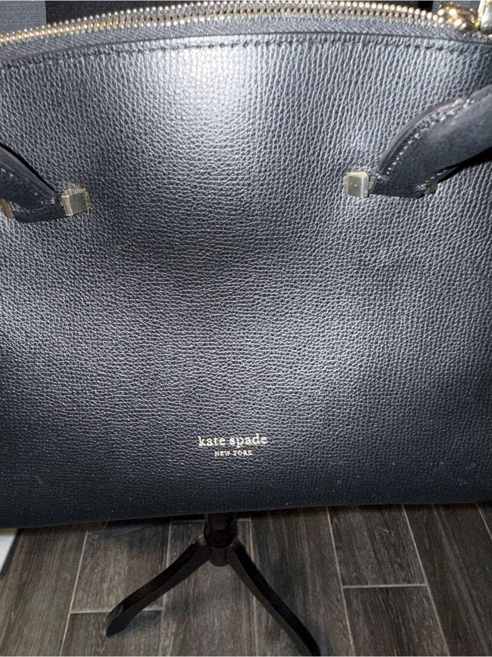 Brand New WOT!!  Kate Spade Black Pebbled Leather Shoulder Bag with Gold Logo